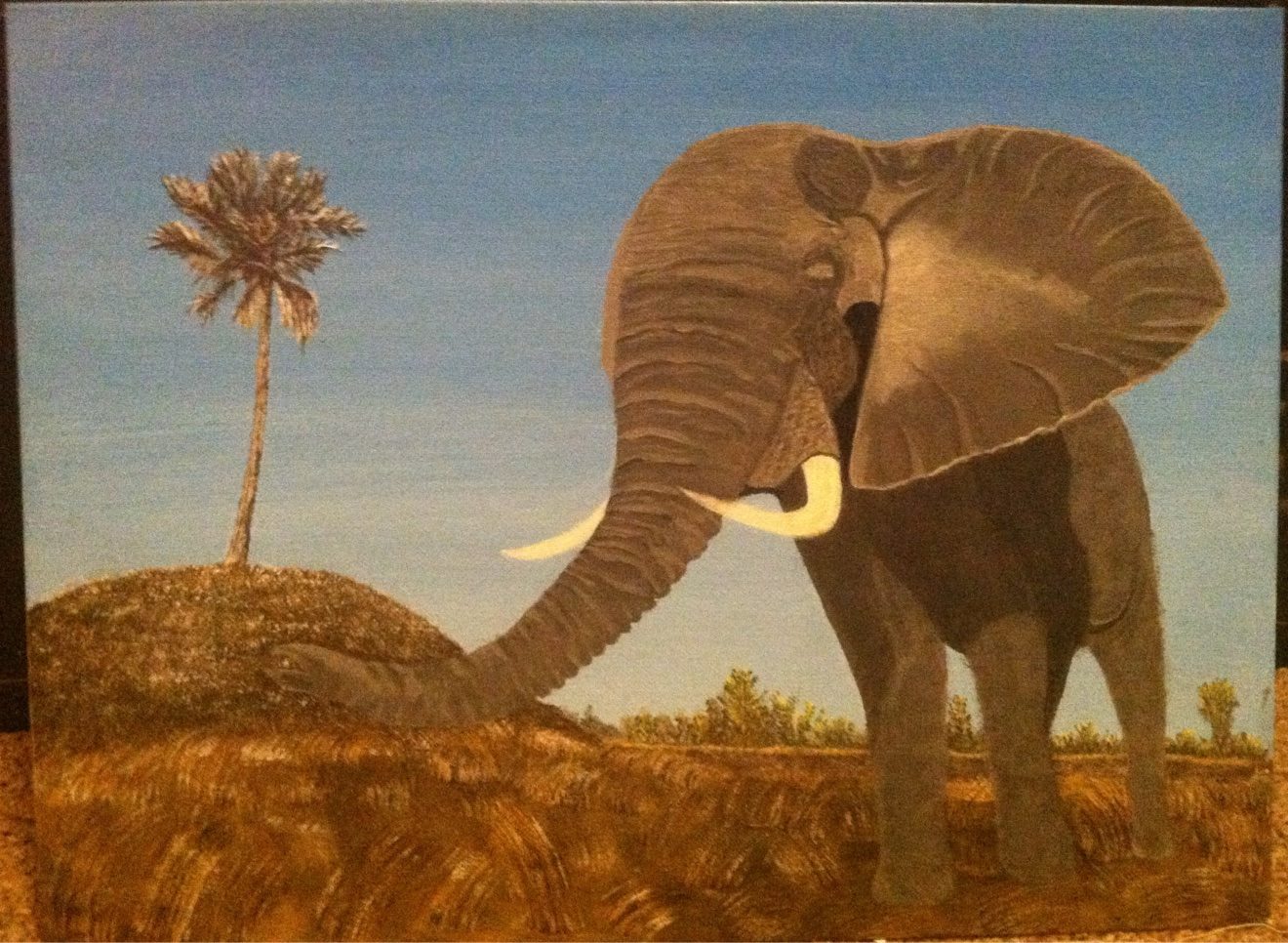Elephant and palm tree painting