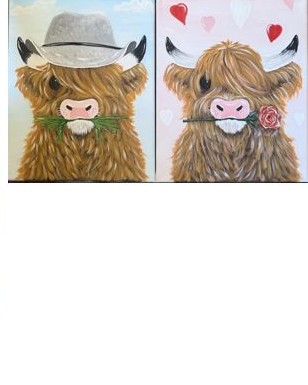 Two highland cow paintings