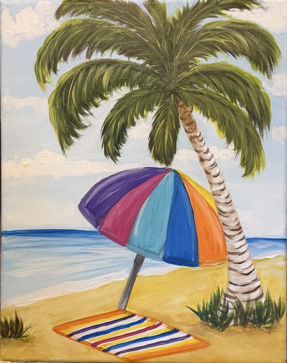 Palm tree beach painting