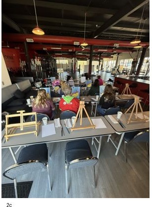 Easels and canvases set up for a paint party