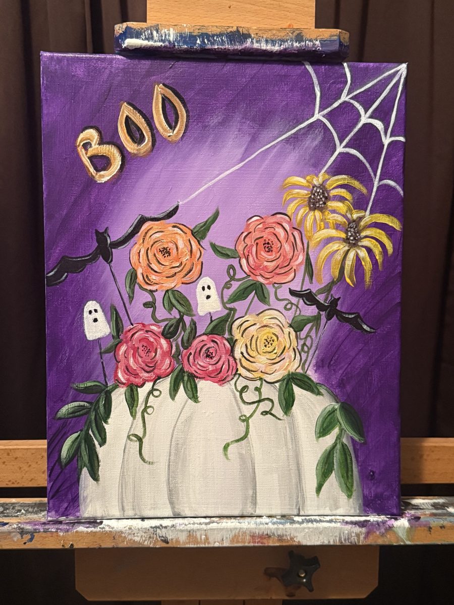 Halloween BOO floral painting