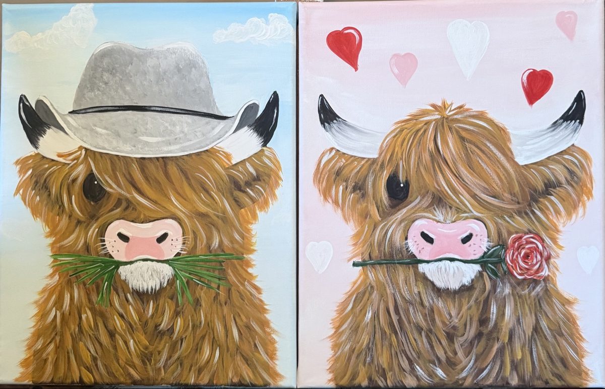 Highland cow couple painting