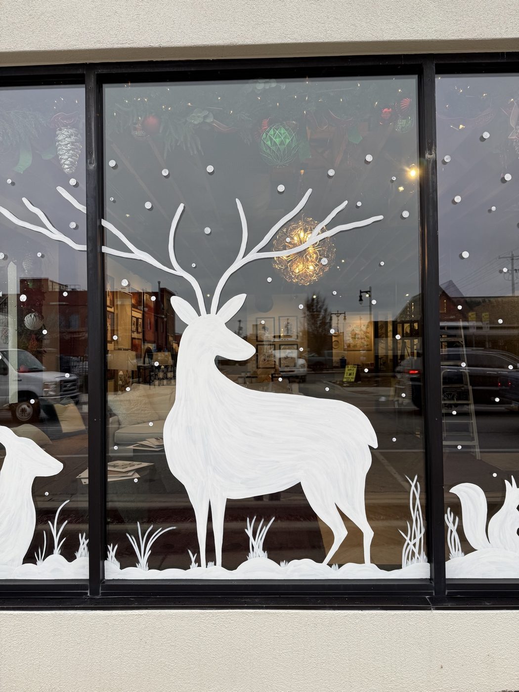 Standing reindeer window painting
