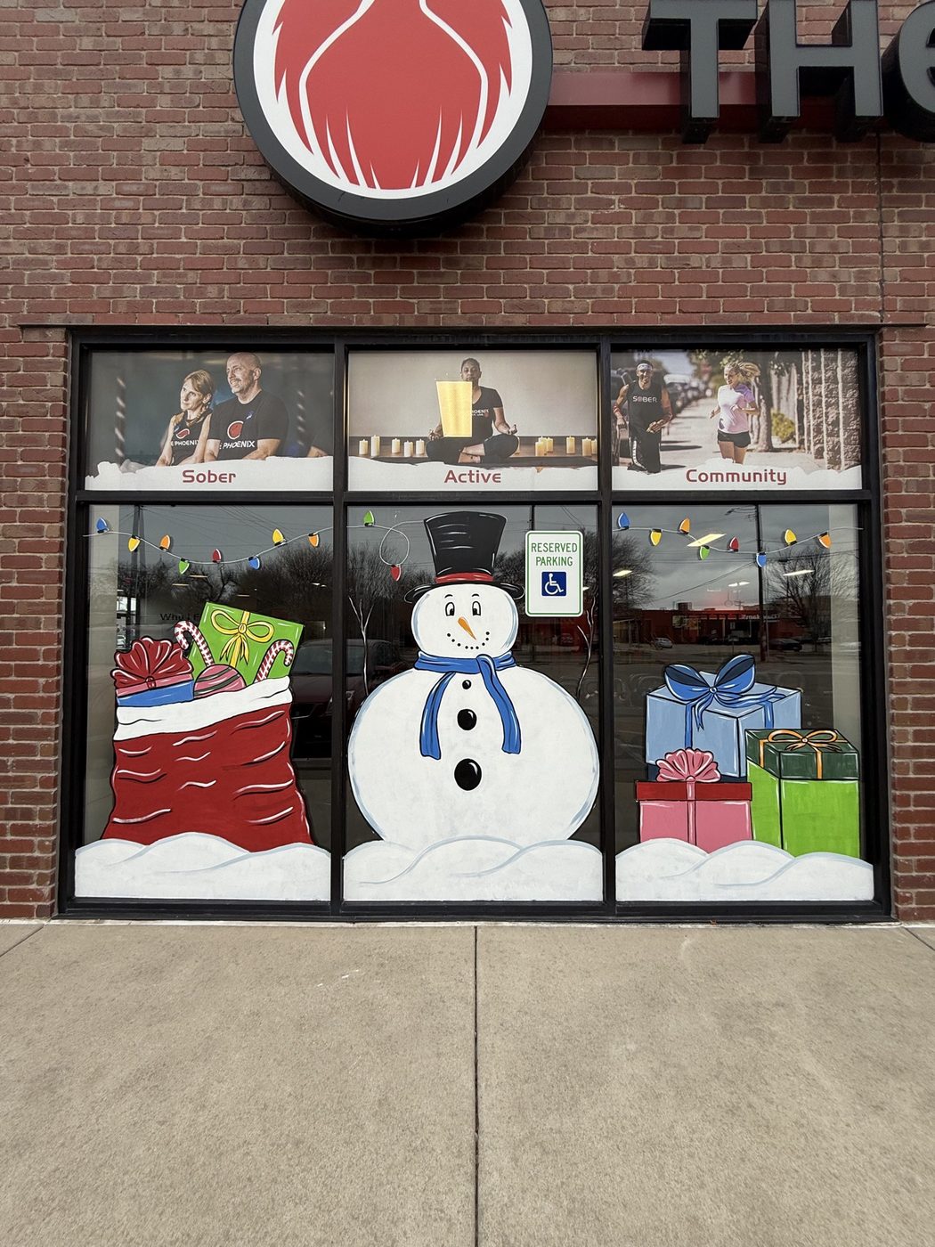 Snowman and gift window painting
